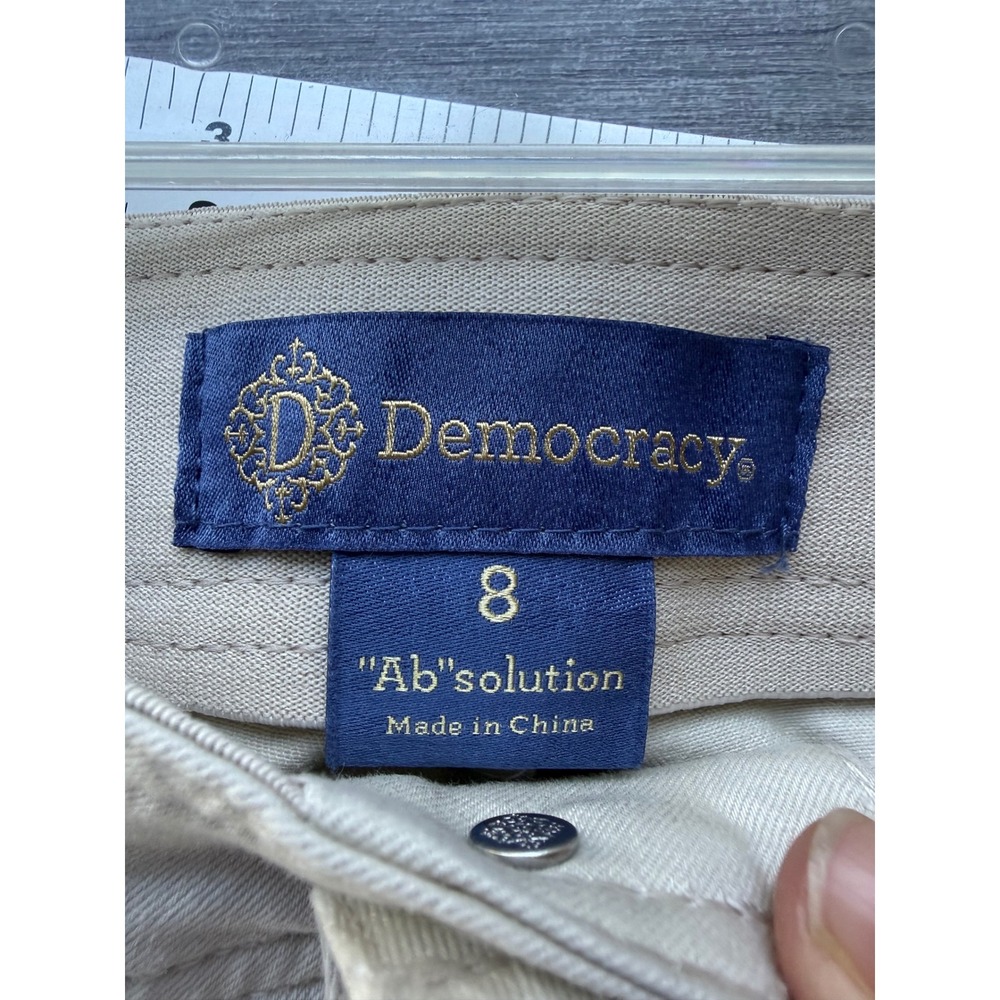 Democracy "Ab"solution High Rise Utility Tapered Leg cropped Pants sz 8 wm tan - Picture 4 of 6